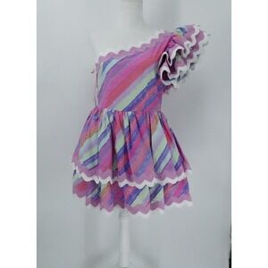 Celia B Alchemy Mini Dress Womens L Asymmetrical Ruffle Avant‎ Garde Going Out